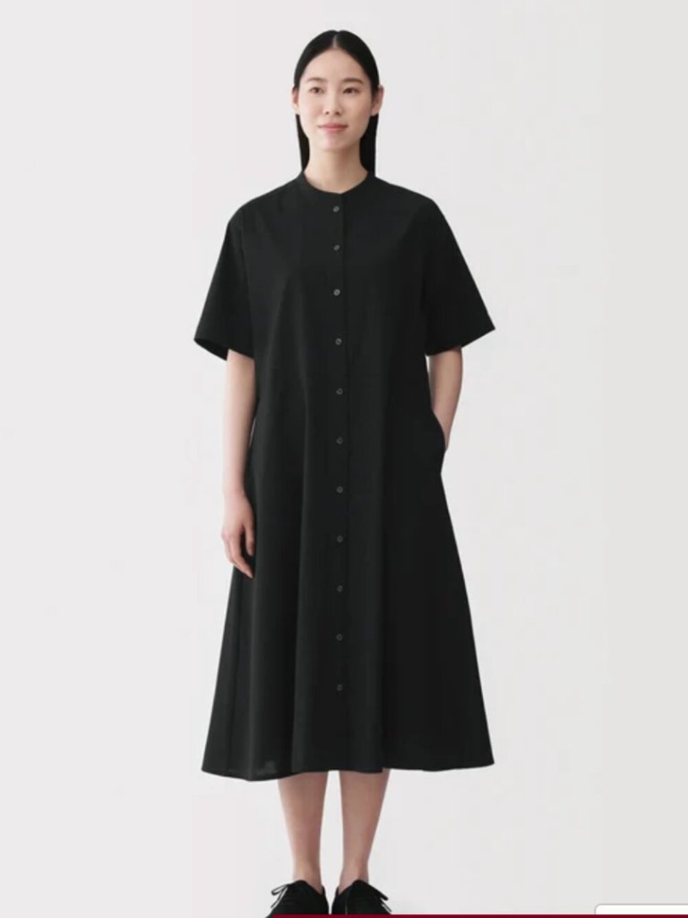 MUJI Women's Cool Touch Black Shirt Dress XS Oversized ~ OUT OF STOCK ONLINE